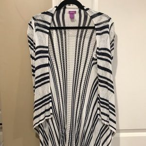 Navy Blue and white knit cardigan